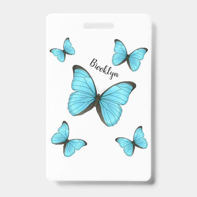Badge illustration de papillons Morpho de dessin animé  (Avant)