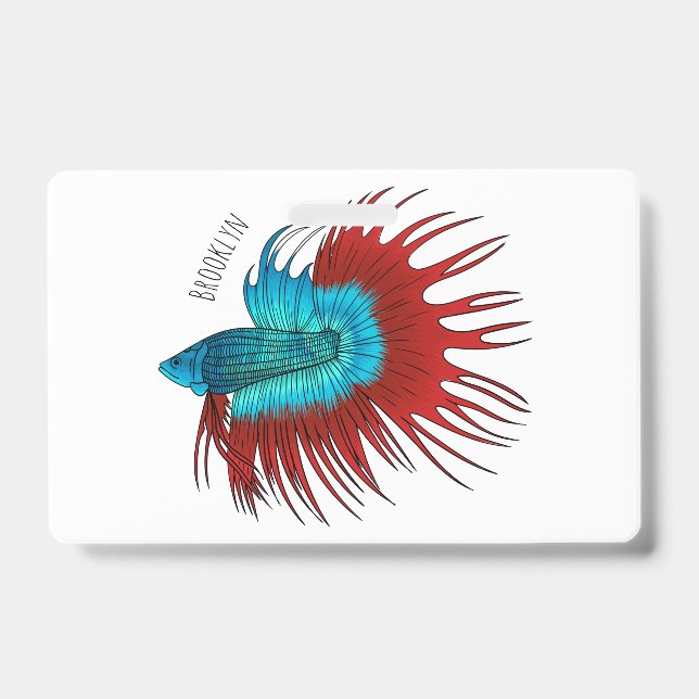 Badge illustration de poisson combattant crowntail de de (Avant)