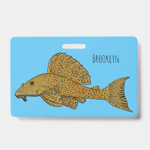 Badge illustration de poisson pleco en cartoon