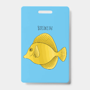Badge Illustration de poisson tangue jaune de dessin ani