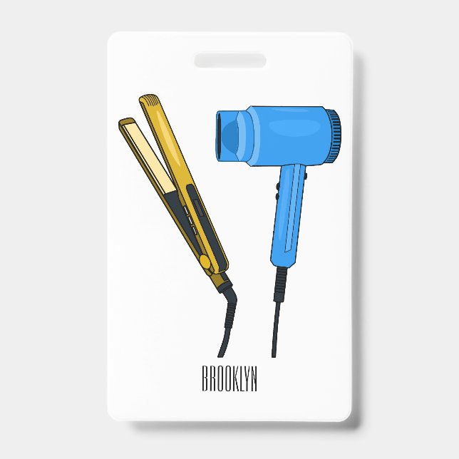 Badge Illustration de sèche-cheveux et de lisseur à chev (Avant)