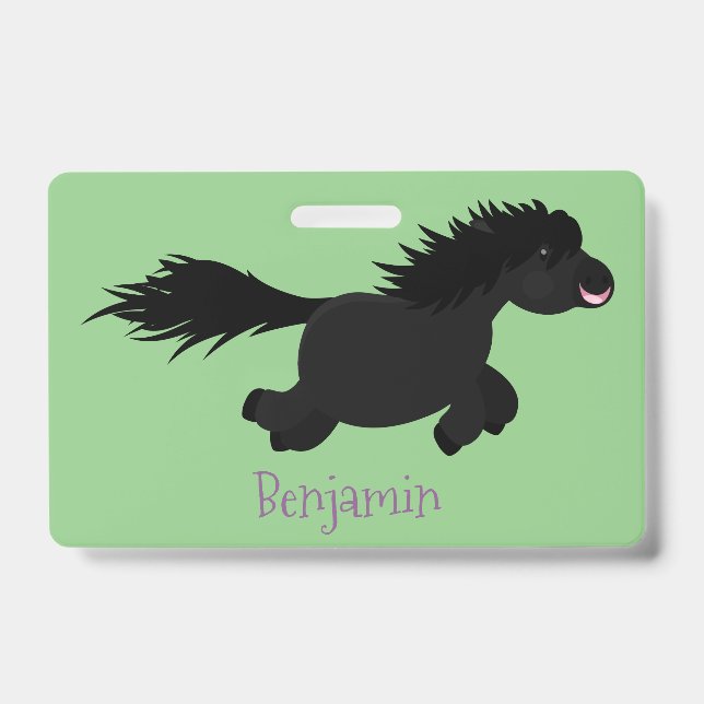 Badge Illustration de style cartoon d'un mignon poney Sh (Avant)