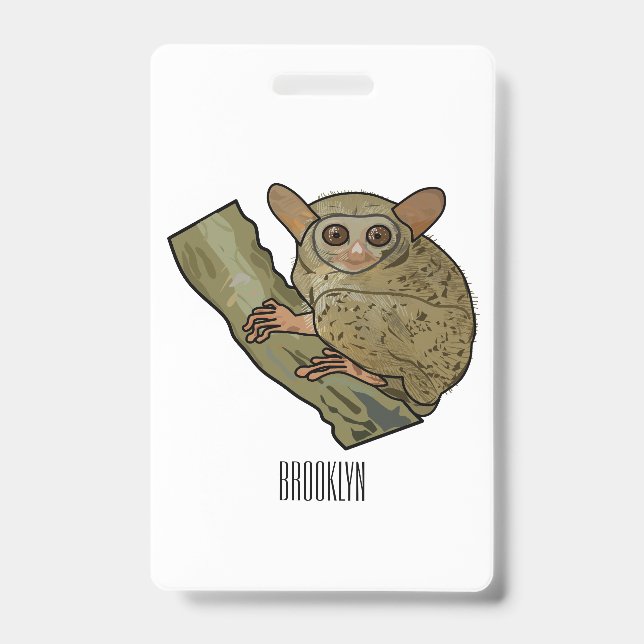 Badge illustration de tarsier de dessin animé (Avant)