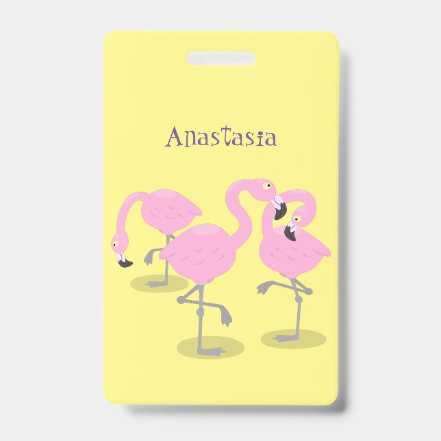 Badge Illustration de trio de flamants roses mignons de  (Avant)