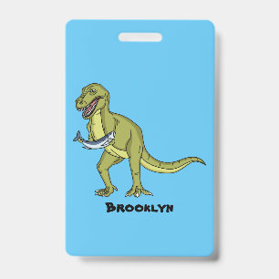 Badge Illustration drôle de dinosaure T rex