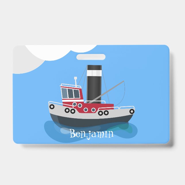 Badge Illustration d'un bateau à chalutier mignon (Avant)