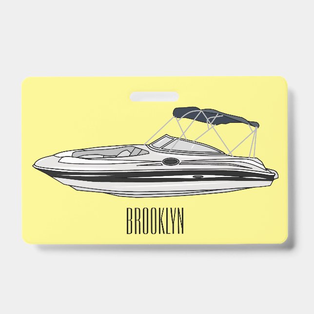 Badge Illustration d'un bateau à moteur (Avant)