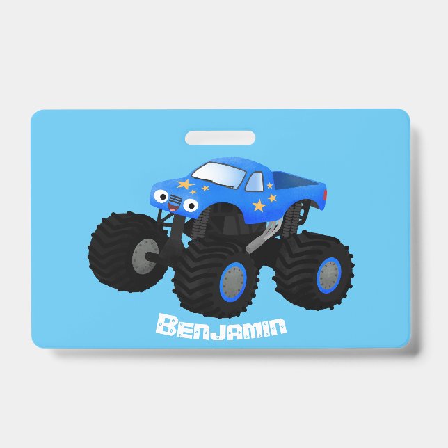 Badge Illustration d'un camion monstre bleu mou (Avant)