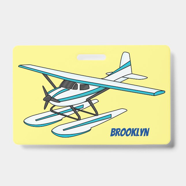 Badge Illustration d'un hydravion bleu blanc (Avant)