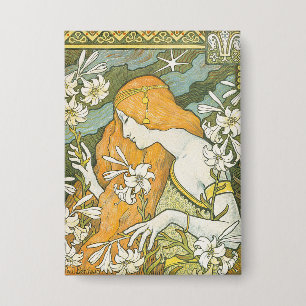 Badge Illustration élégante de femme Art nouveau avec ly