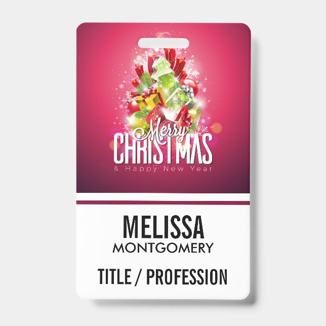 Badge Illustration graphique de Noël rouge moderne (Avant)