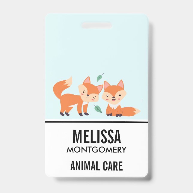 Badge Illustration graphique de renards orange mignons (Avant)