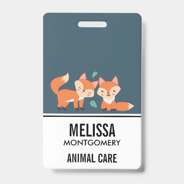Badge Illustration graphique de renards orange mignons (Avant)