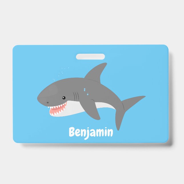 Badge Illustration joyeuse du grand requin blanc (Avant)