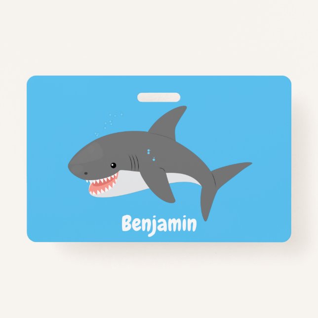 Badge Illustration joyeuse du grand requin blanc (Devant)