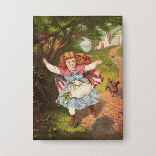 Badge Illustration lithographique d'une petite fille et  (Recto)