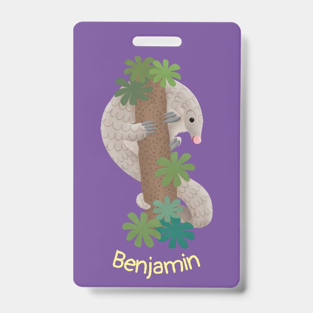 Badge Illustration mignonne et heureuse de fourmilier pa (Avant)