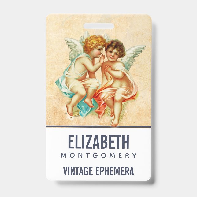 Badge Illustration vintage Ephemera Angel Cherubs (Avant)