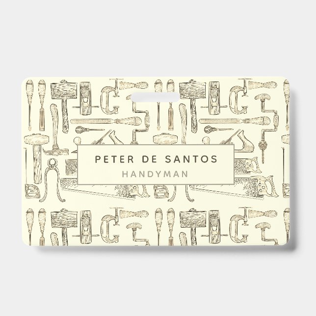 Badge Illustrations d'outils anciens pour charpentiers (Avant)