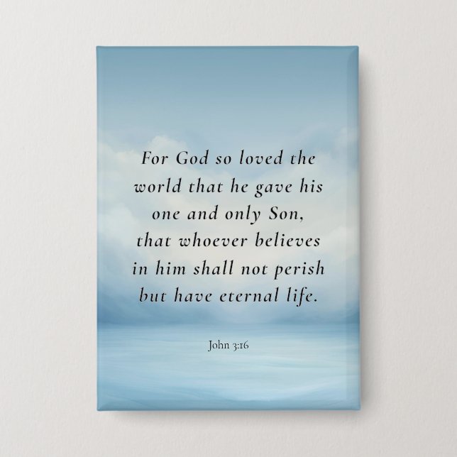 Badge Image du verset biblique Jean 3:16 (Recto)