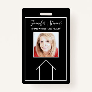 Badge Immobilier Maison Noir Blanc Personnalisé Réalisat