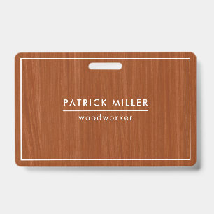 Badge Impression de texture de bois marron Typographie b