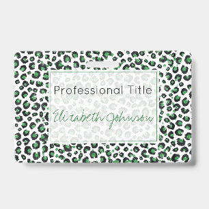 Badge Imprimé animalier élégant vert pailleté léopard no