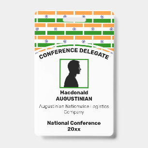 Badge INDIA FLAG Customisé Logo Identifiant photo Nom