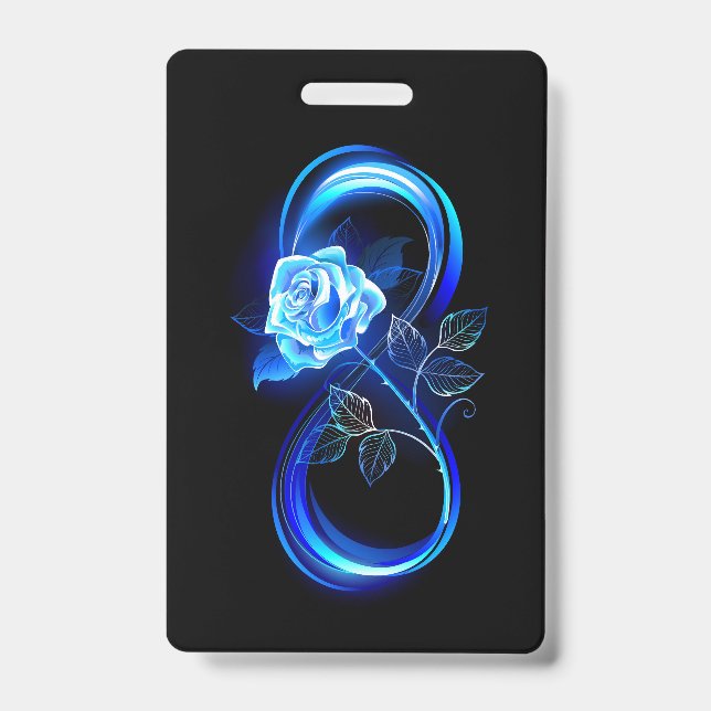 Badge Infini lumineux avec rose bleue (Avant)