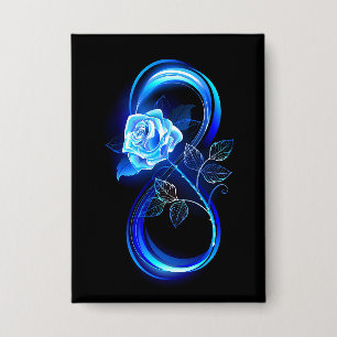 Badge Infini lumineux avec rose bleue