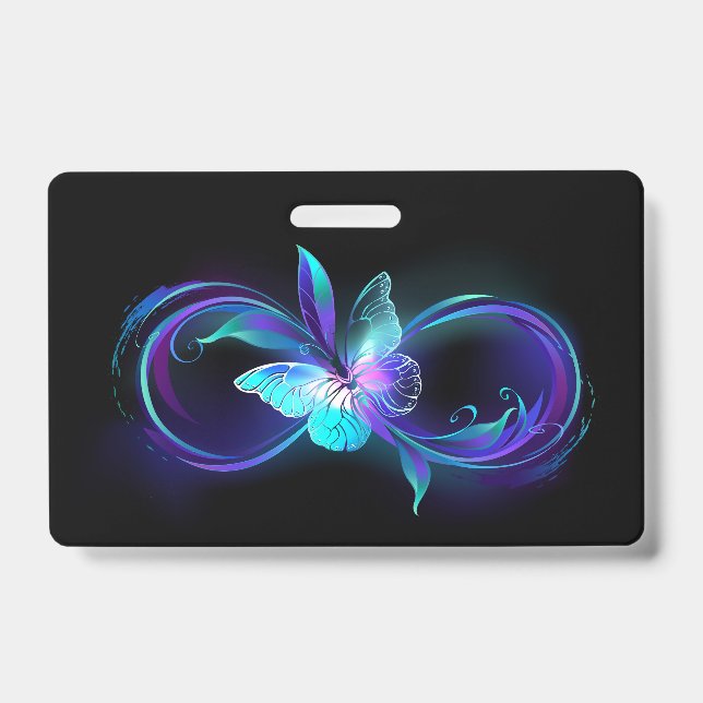 Badge Infinité brillante avec papillon magique (Avant)