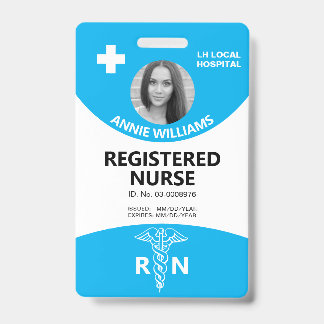 Badge Infirmière autorisée caduceus et logo bleu photo i