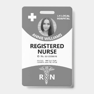 Badge Infirmière autorisée caduceus et logo gris photo i