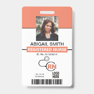 Badge Infirmière autorisée RN coral modèle photo