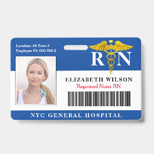 Badge Infirmière de la RN  ID photo de l'employé Médi