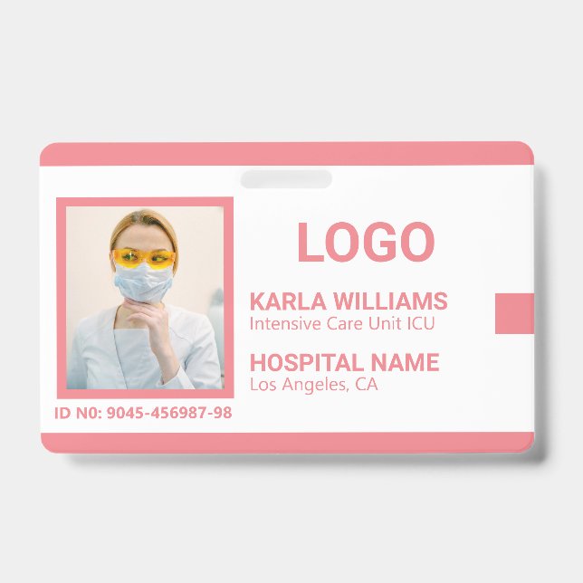 Badge Infirmière de l'unité de soins intensifs rose blan (Avant)