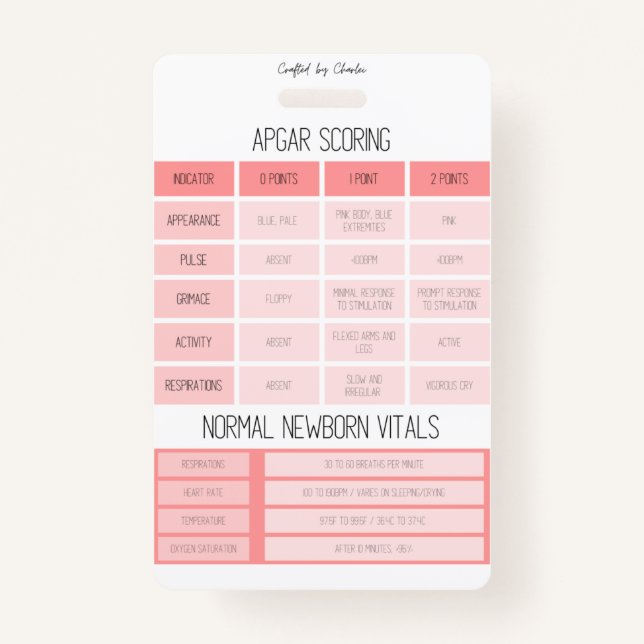 Badge Infirmière de référence APGAR et NRP (Devant)