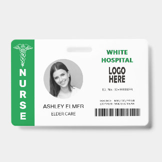Badge Infirmière de soins aux aînés ID modèle photo vert