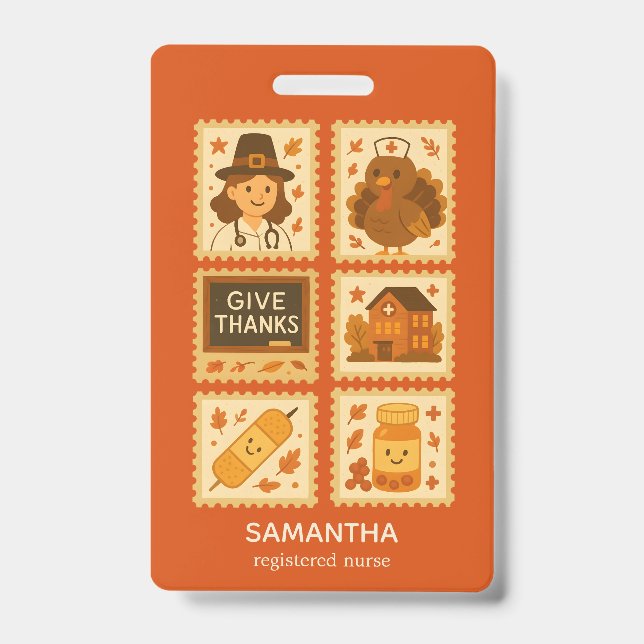 Badge Infirmière de Thanksgiving Collage | Infirmière (Avant)