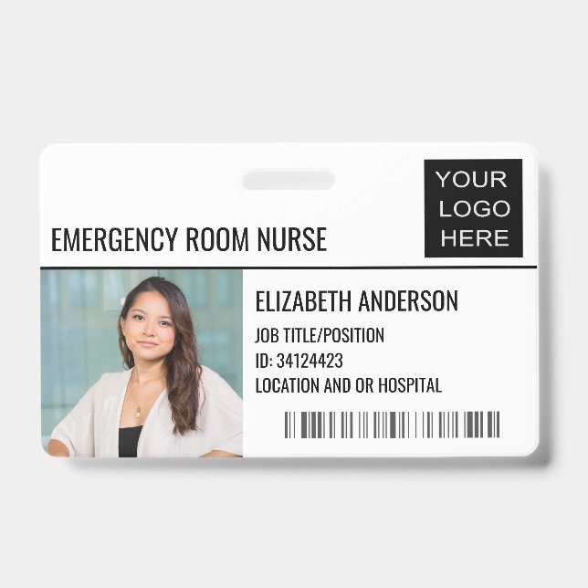 Badge Infirmière des urgences Photo d'identité Logo de l (Avant)