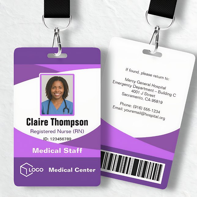 Badge Infirmière diplômée avec dégradé de pourpre du per (Purple Gradient Registered Nurse Medical Staff Badge
)