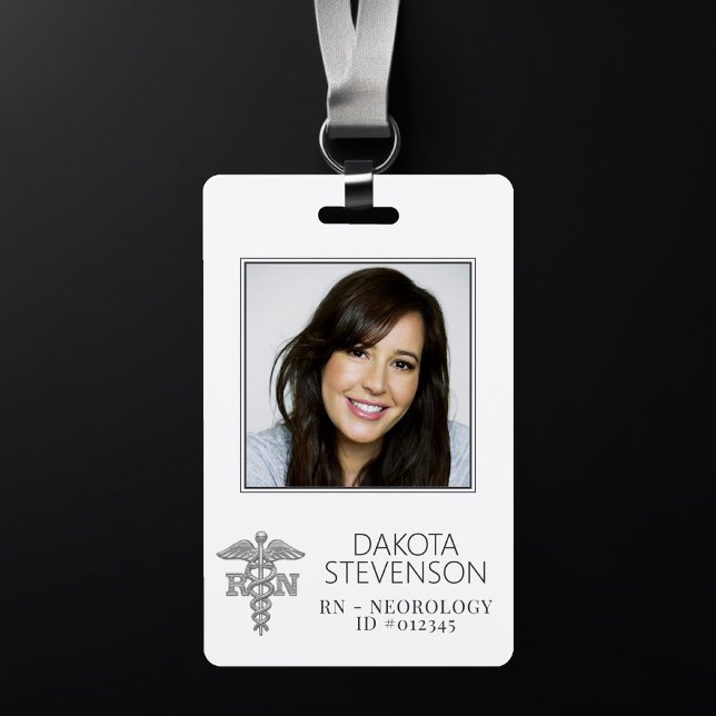 Badge Infirmière diplômée Caducée | Carte d'identité pho (Créateur téléchargé)