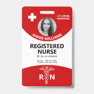 Badge Infirmière diplômée caducée et logo rouge photo d'