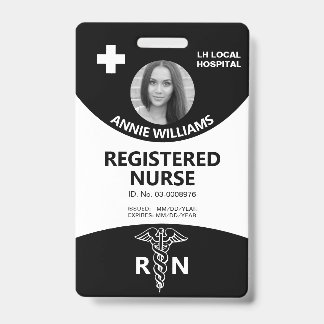 Badge Infirmière diplômée caducée noir et blanc photo d'