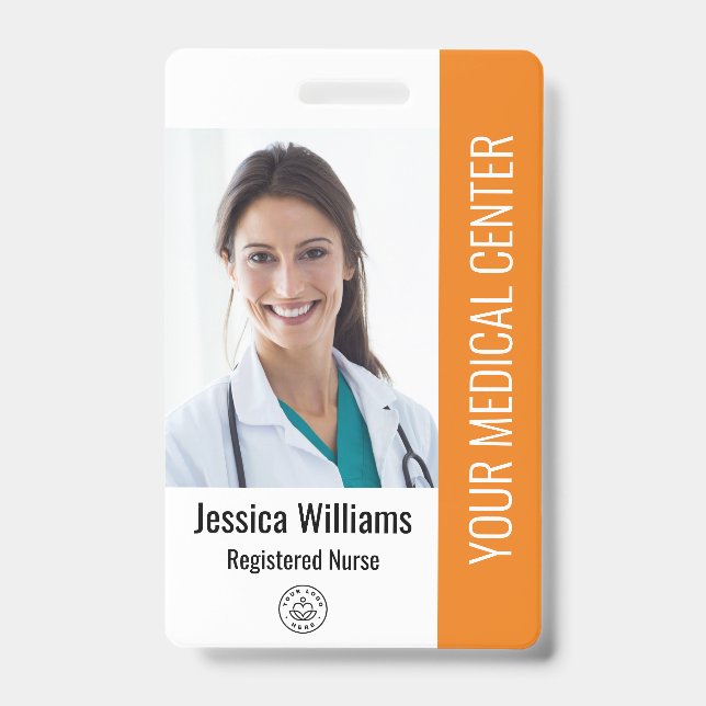 Badge Infirmière diplômée ID employé Orange (Avant)