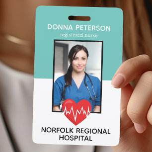 Badge Infirmière diplômée ID médical sarcelle photo trav
