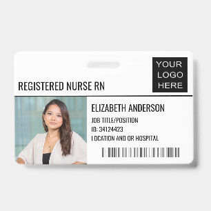 Badge Infirmière diplômée ID photo Hôpital Logo