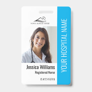 Badge Infirmière diplômée ID photo médicale bleue de tra