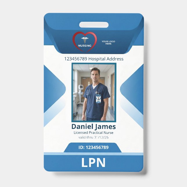 Badge Infirmière diplômée IDE Logo hôpital photo (Avant)