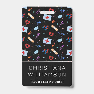 Badge Infirmière diplômée personnalisée   Motif médical 